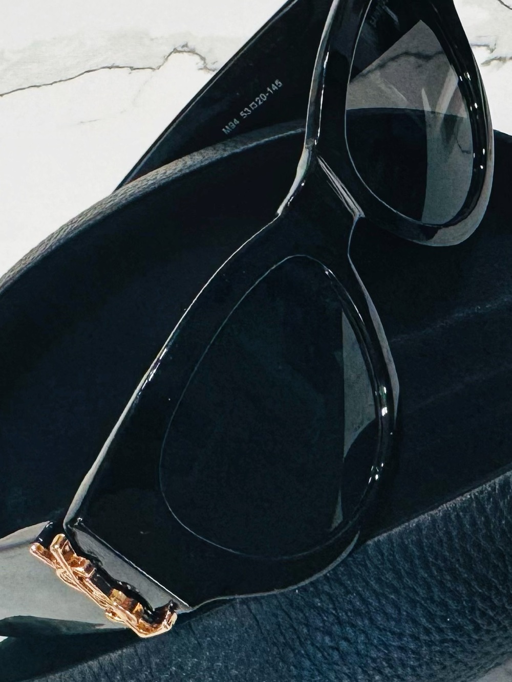 Saint Laurent Black Cat-Eye Sunglasses with RoseGold YSL Emblem - Picture 7 of 8